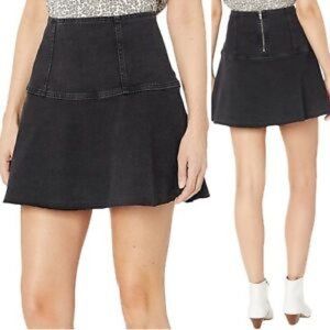 FREE PEOPLE Women's Highlands Back-zip Denim A-Line Skirt